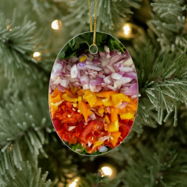 Décoration En Céramique Chopped Peppers, Cilantro, Onions   (Arbre)