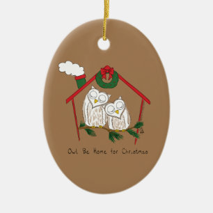 Décoration En Céramique Chouette de Noël sera à la maison Mignon