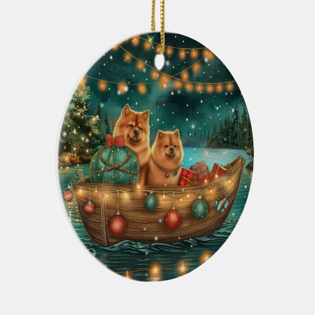 Décoration En Céramique Chow Chow Noël Festive Voyage (Droite)