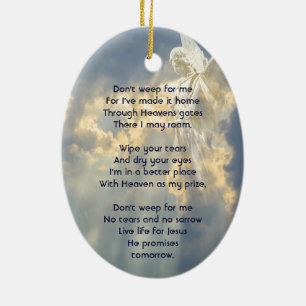 Décoration En Céramique Christian Poem Memorial Keepsaké Angel Sky Nuages