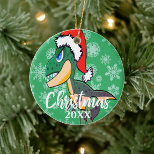 Décoration En Céramique Christmas Dinosaur Cute Photo Green Kids