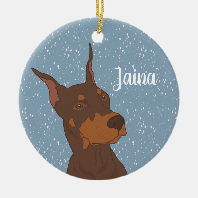 Décoration En Céramique Christmas Doberman Pinscher (Devant)