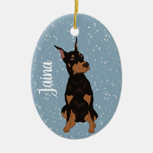 Décoration En Céramique Christmas Doberman Pinscher