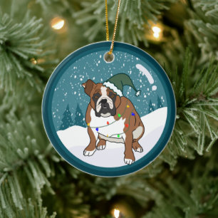 Décoration En Céramique Christmas Holiday English Bulldog