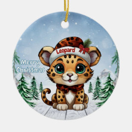Décoration En Céramique Christmas Leopard Spots Kitty Cat Lovers 🐆🐈🐾
