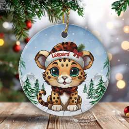 Décoration En Céramique Christmas Leopard Spots Kitty Cat Lovers 🐆🐈🐾
