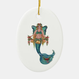 Décoration En Céramique Christmas mermaid  by Renee Lavoie