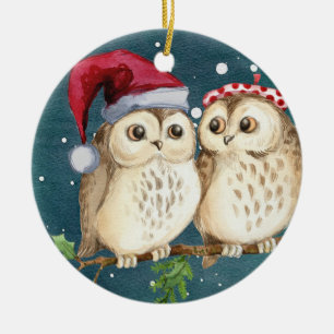 Décoration En Céramique Christmas Owls