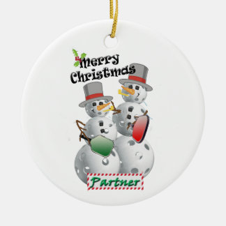 Décoration En Céramique Christmas Pickleball snowman partenaire