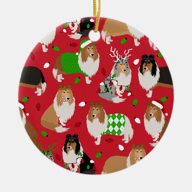 Décoration En Céramique Christmas Rough Collie (Devant)