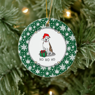 Décoration En Céramique Christmas Santa Pit Bull (lt brindle white 3) Cute