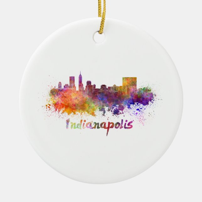 Décoration En Céramique Ciel d'Indianapolis en aquarelle (Devant)