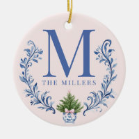 Cimetière Monogramme Bleu avec arbre de Noël