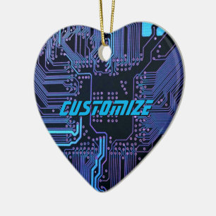 Décoration En Céramique Circuit imprimé PCB Cyber Bleu personnalisé Art Te