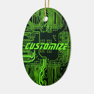 Décoration En Céramique Circuit imprimé PCB Cyber Green personnalisé Tech 