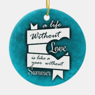 Décoration En Céramique Citation inspirée sur l'amour sur le turquoise