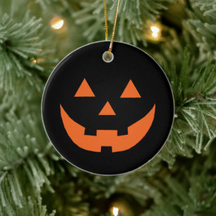 Décoration En Céramique Citrouille Jack-o'-lantern noir orange d'Halloween