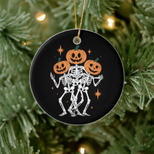 Décoration En Céramique Citrouille Skeleton Halloween Citrouille saison Éf