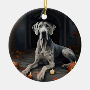Décoration En Céramique Citrouilles Great Dane Halloween Épouvantable Flip