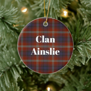 Décoration En Céramique Clan Ainslie Ancien Tartan
