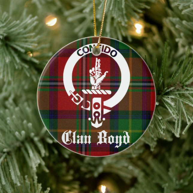 Décoration En Céramique Clan Boyd Crest et Tartan Personnalisé (Arbre)