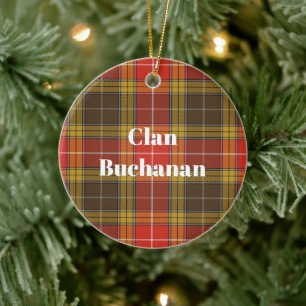 Décoration En Céramique Clan Buchanan Old Set Tartan Patiné
