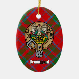 Décoration En Céramique Clan Drummond Crest sur Tartan