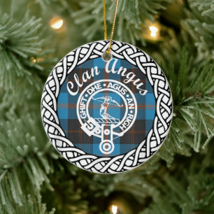 Décoration En Céramique Clan écossais Angus Tartan et Crest