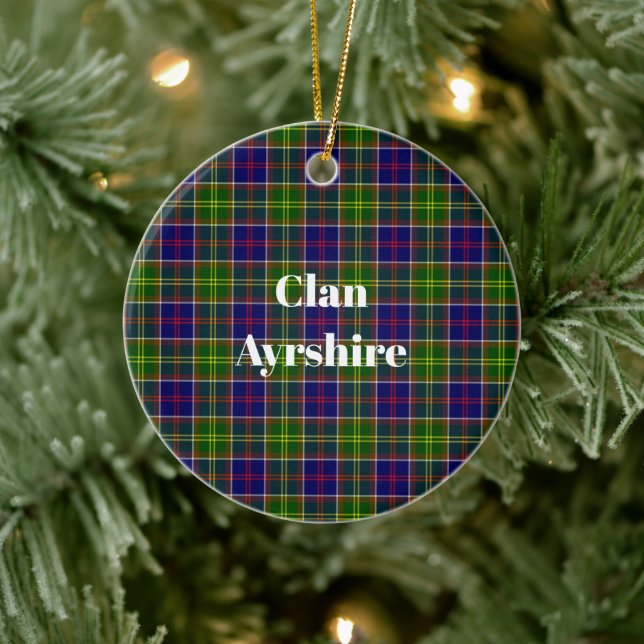 Décoration En Céramique Clan écossais Ayrshire Tartan et Crest (Arbre)
