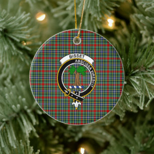 Décoration En Céramique Clan écossais Bisset Tartan et Crest