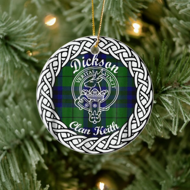 Décoration En Céramique Clan écossais Dickson Tartan et Crest (Arbre)