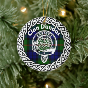 Décoration En Céramique Clan écossais Dundas Tartan et Crest