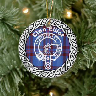 Décoration En Céramique Clan écossais Eliot Tartan et Crest