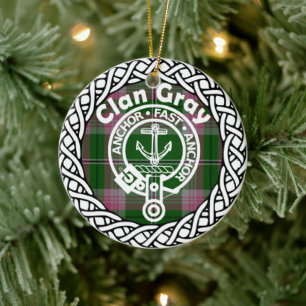 Décoration En Céramique Clan Grey Tartan et Crest