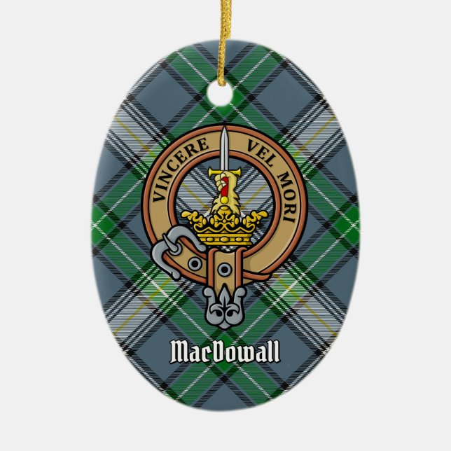 Décoration En Céramique Clan MacDowall Crest sur Tartan (Devant)