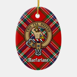 Décoration En Céramique Clan MacFarlane Crest sur Red Tartan