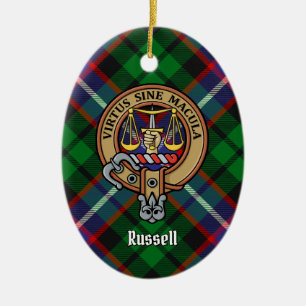 Décoration En Céramique Clan Russell Crête sur Tartan
