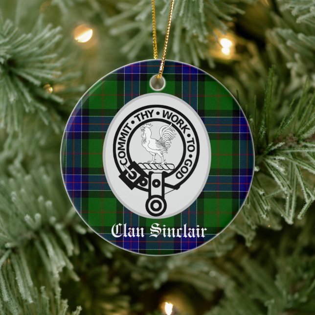 Décoration En Céramique Clan Sinclair Crest & Tartan personnalisable (Arbre)