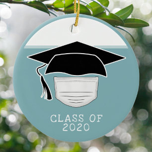 Décoration En Céramique Class of 2020 Graduation Hat with Face Mask