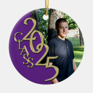 Décoration En Céramique Classic Purple Gold 2025 Graduate Photo