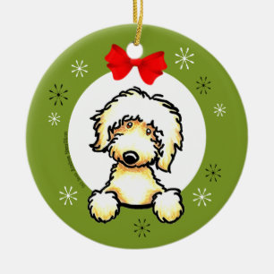 Décoration En Céramique Classique jaune de Noël de Labradoodle