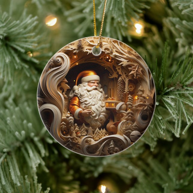 Décoration En Céramique Clause Gold Santa 3d (Arbre)