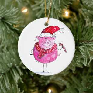 Décoration En Céramique Cochon de Noël lunatique