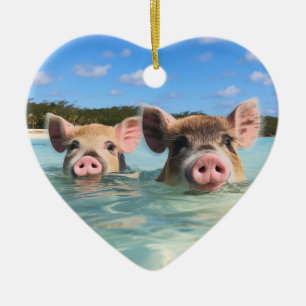 Décoration En Céramique Cochon Mignon de Natation Exuma Bahamas