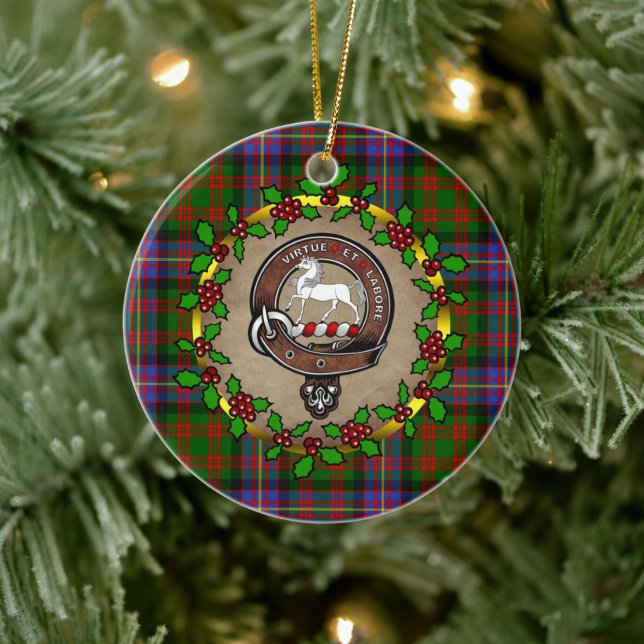 Décoration En Céramique Cochrane Clan Badge & Tartan Personnalisé Noël (Arbre)