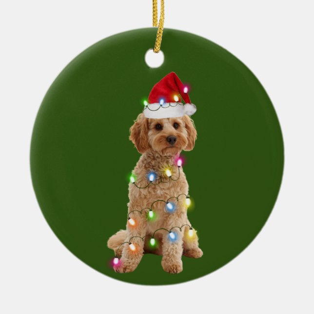 Décoration En Céramique Cockapoo avec Noël Scafts anta Casquette (Devant)