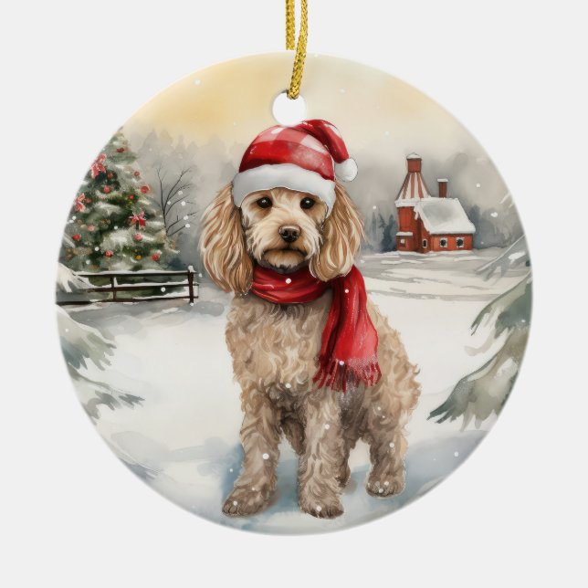 Décoration En Céramique Cockapoo Dog in Snow Christmas (Devant)