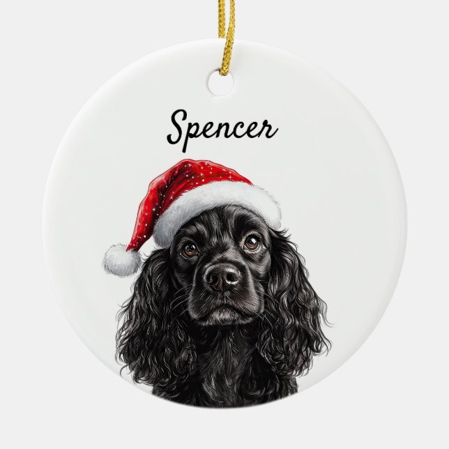 Décoration En Céramique Cocker Spaniel anglais noir personnalisé (Devant)