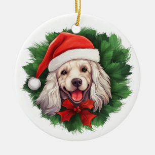 Décoration En Céramique Cocker Spaniel Christmas Wreath
