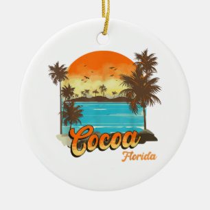 Décoration En Céramique Cocoa Florida Beach Vacances été Palm Sunset
